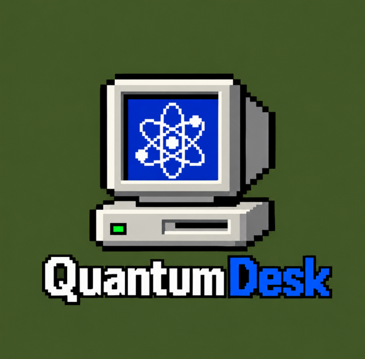 QuantumDesk pixel-art computer logo